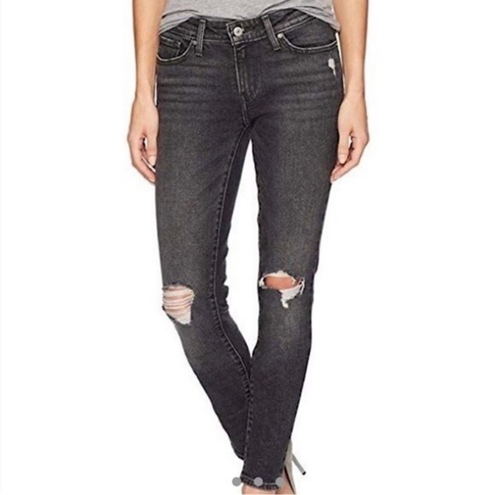LEVI'S Women's 711‎ Skinny Ripped Distressed Wash Black Jeans